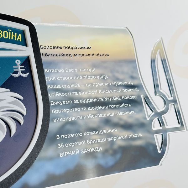 Благодарность военному батальону с объемным шевроном и индивидуальным дизайном H486 фото