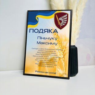 Настенная благодарность - диплом с индивидуальным дизайном на металле и деревянной основе (плакетке) а4 H396 фото