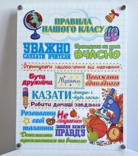 Акриловый постер &laquo;Правила нашего Класса&raquo; с креплением на стену. Школьный стенд для школы. А4 D63 фото
