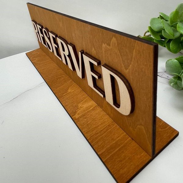 Настільна табличка RESERVED. Індивідуальні таблички "Зарезервовано". Таблички резерв з логотипом T9 фото