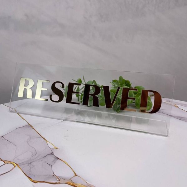 Настільна табличка RESERVED. Індивідуальні таблички "Зарезервовано". Таблички резерв з логотипом T10 фото