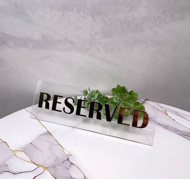 Настільна табличка RESERVED. Індивідуальні таблички "Зарезервовано". Таблички резерв з логотипом T10 фото