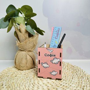 Именной набор школьника. Стаканчик для канцелярии, именная линейка 20 см. Именной подарок для первоклассника. D61 фото