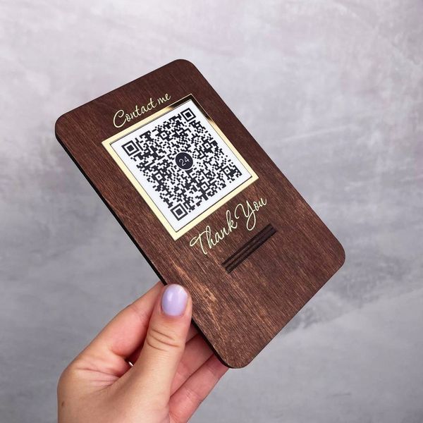Інформаційна табличка з QR - кодом настільна з Вашим логотипом. Індивідуальний дизайн. T18 фото