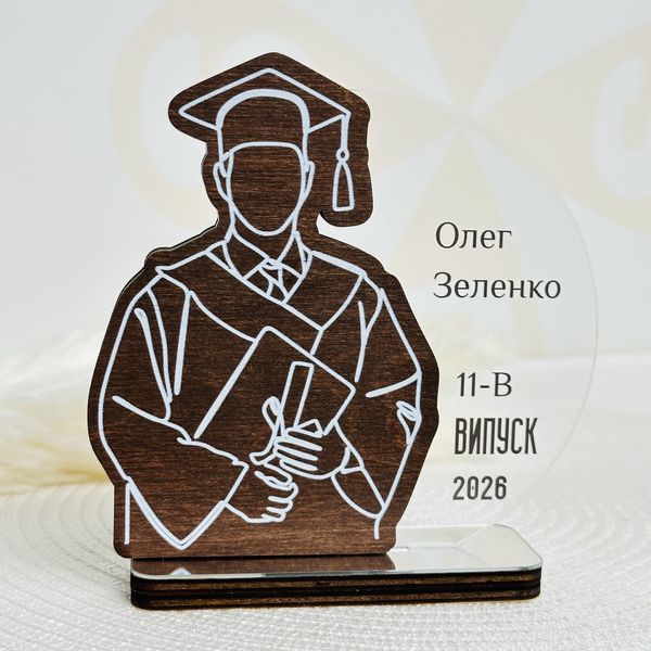 Награда выпускникам парню и девушке, статуэтка выпускника и выпускницы с персонализацией G301 фото