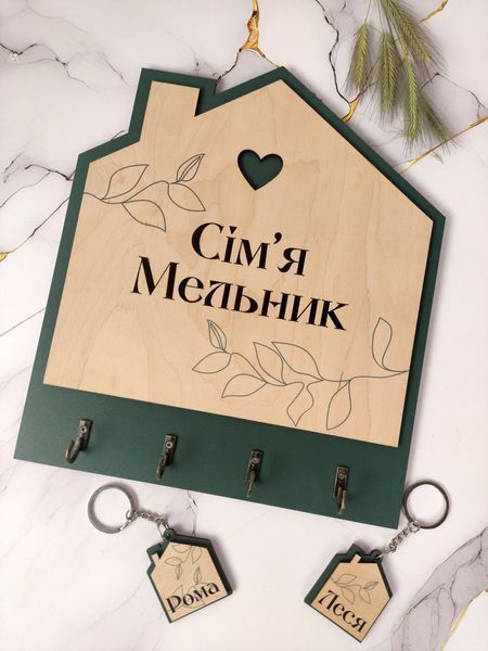 Оригинальная именная ключница с индивидуальным текстом и дизайном и именными брелоками в комплекте. K4 фото